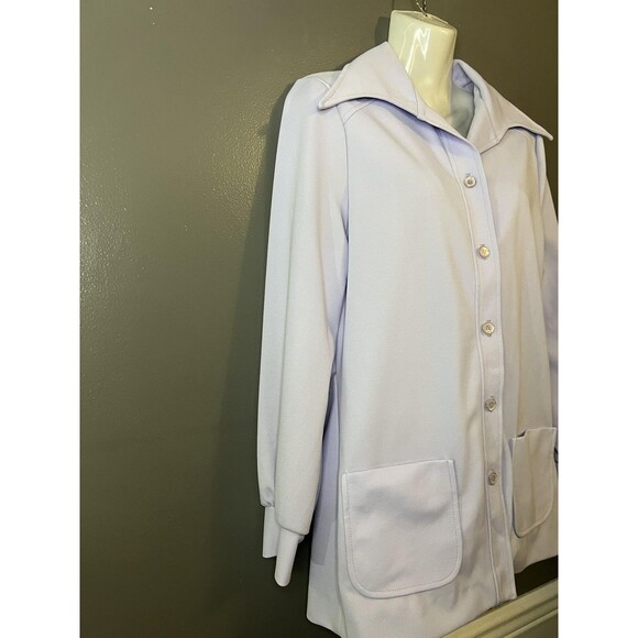 Vintage Queen Casuals Jacket Womens 13/14 Lavender Button Front Wide Collar 70s - Picture 2 of 6